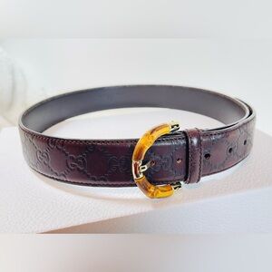 Gucci Authentic size 85/34 medium Guccissima Bamboo Buckle Belt - Brown Leather